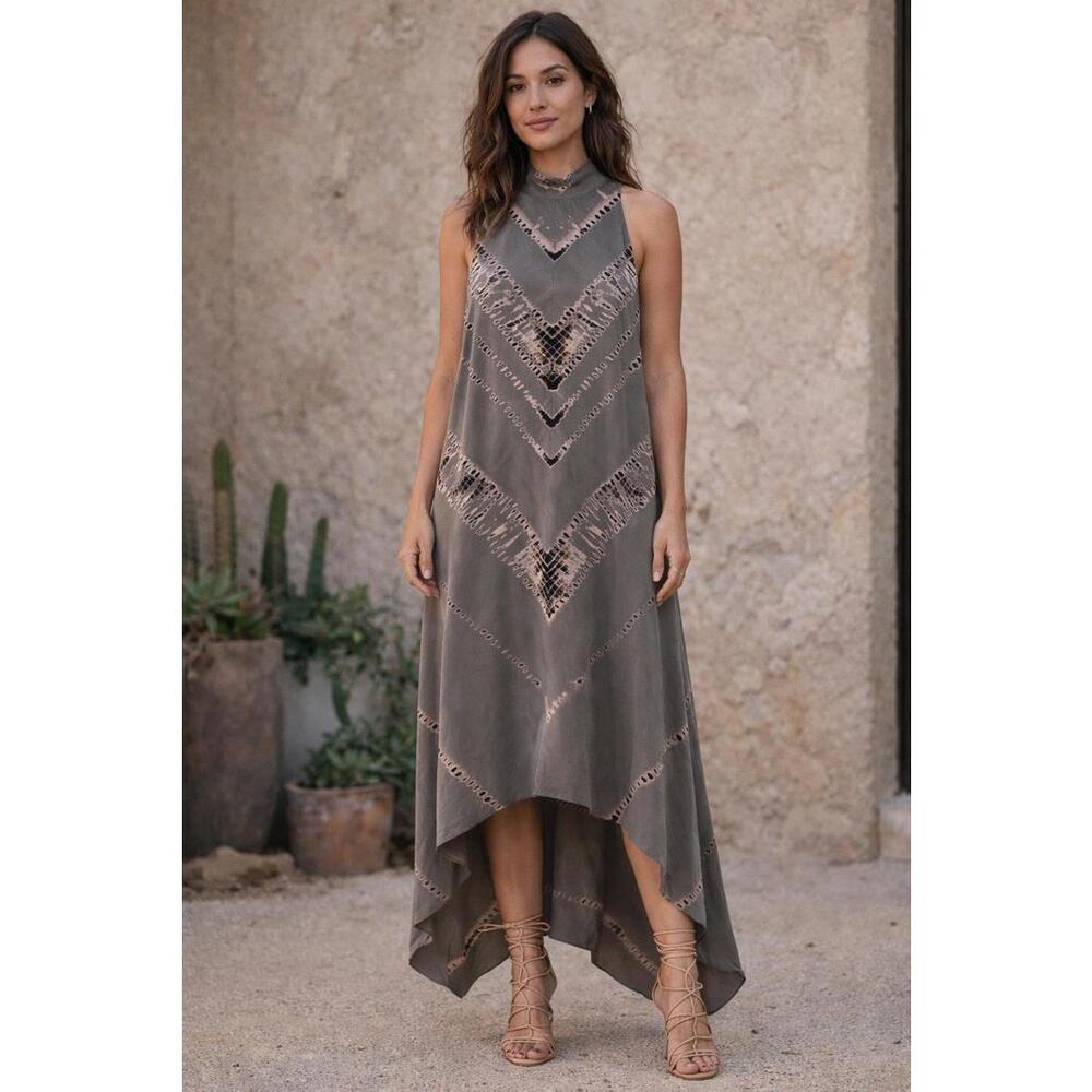 Laura Siegel Silk Tie Dye High Low Maxi Dress Womens S New‎